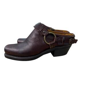 Frye Belted Harness Mule 8.5 M Brown Clogs Booties Western Comfort Made in USA